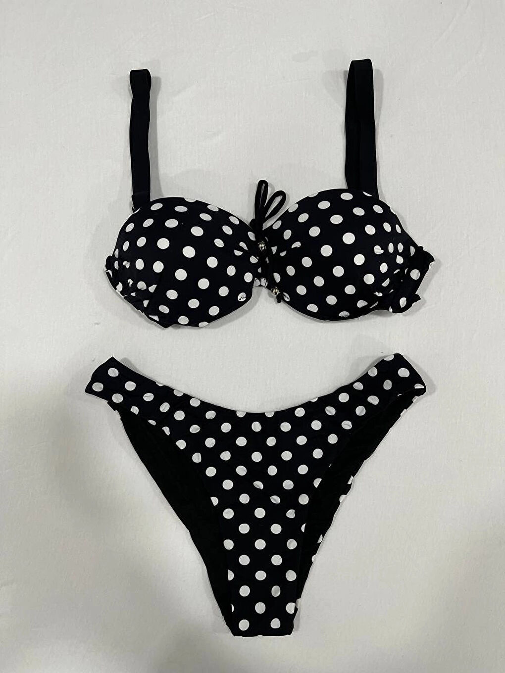 Kadın Siyah Puantiyeli Astarlı Bikini Takım HZL25S-LC2223-1