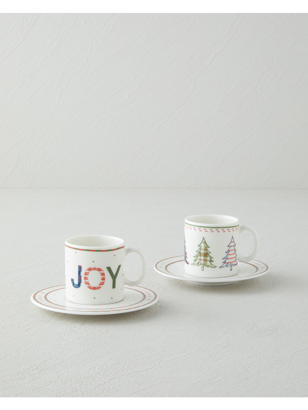 Wishful Bone Porselen 4 Parça 2 Kişilik Kahve Fincan Takımı 90 ml Kırmızı - Yeşil