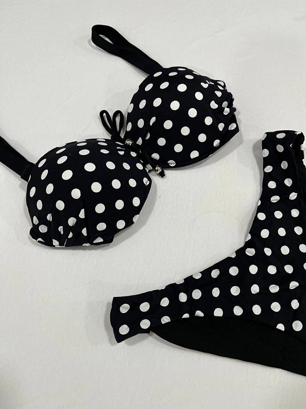 Kadın Siyah Puantiyeli Astarlı Bikini Takım HZL25S-LC2223-2