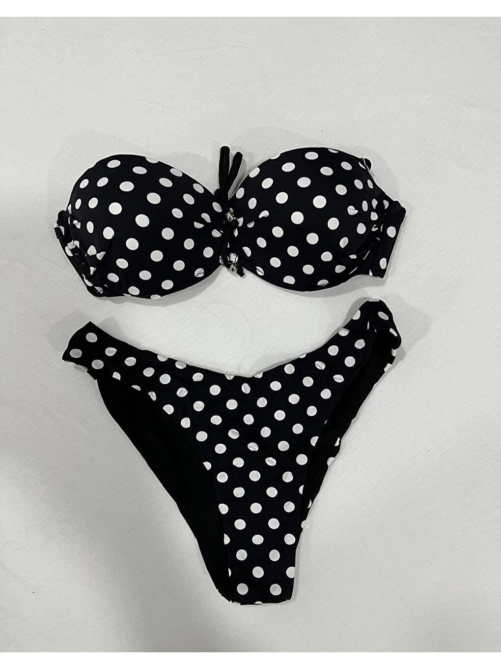 Kadın Siyah Puantiyeli Astarlı Bikini Takım HZL25S-LC2223-3