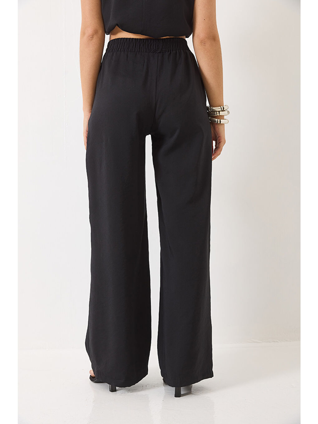 Siyah Kadın Şerit Detaylı Fitilli Düğme Kapamalı Alt Üst Takım-6