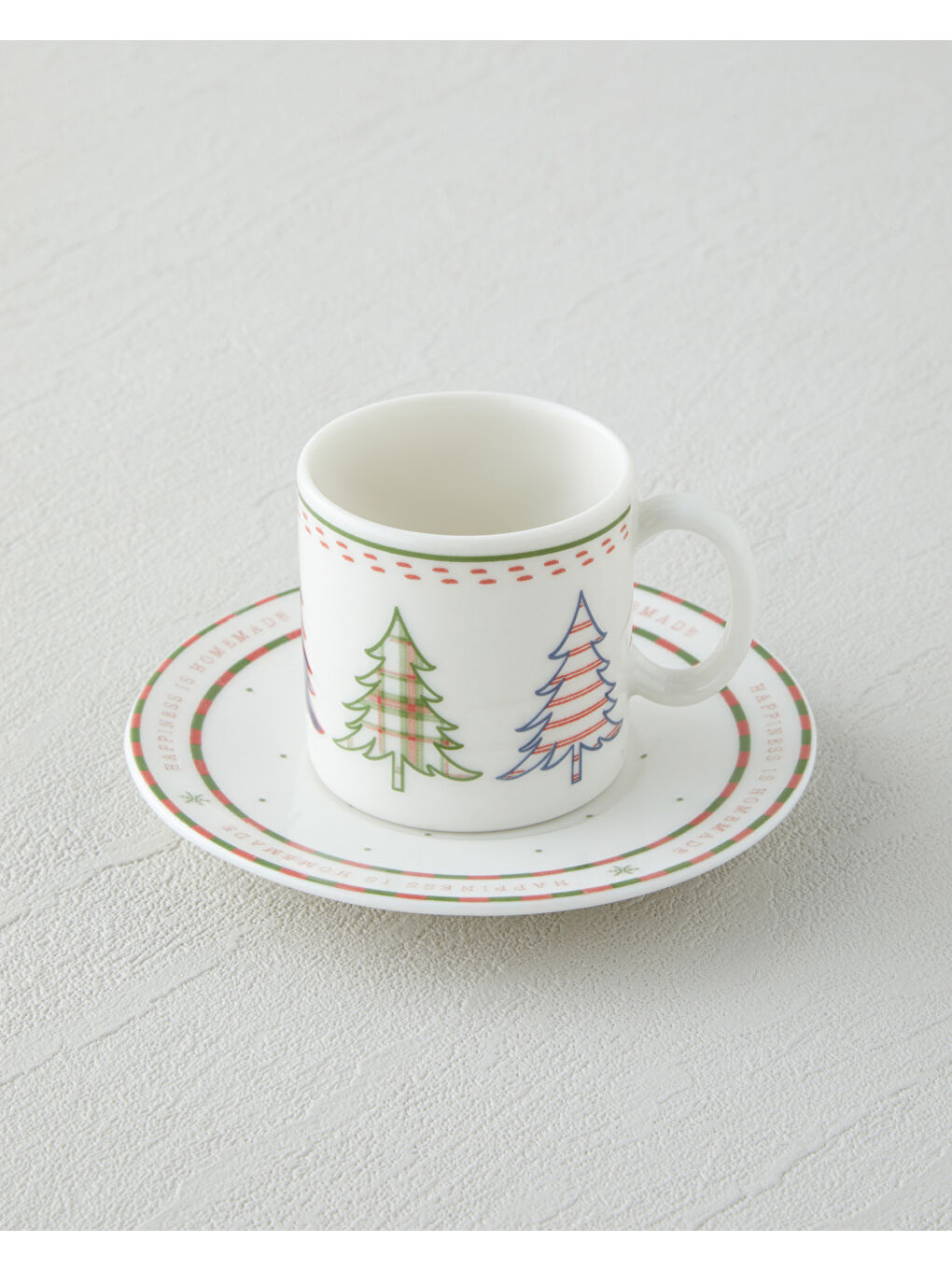Wishful Bone Porselen 4 Parça 2 Kişilik Kahve Fincan Takımı 90 ml Kırmızı - Yeşil-3
