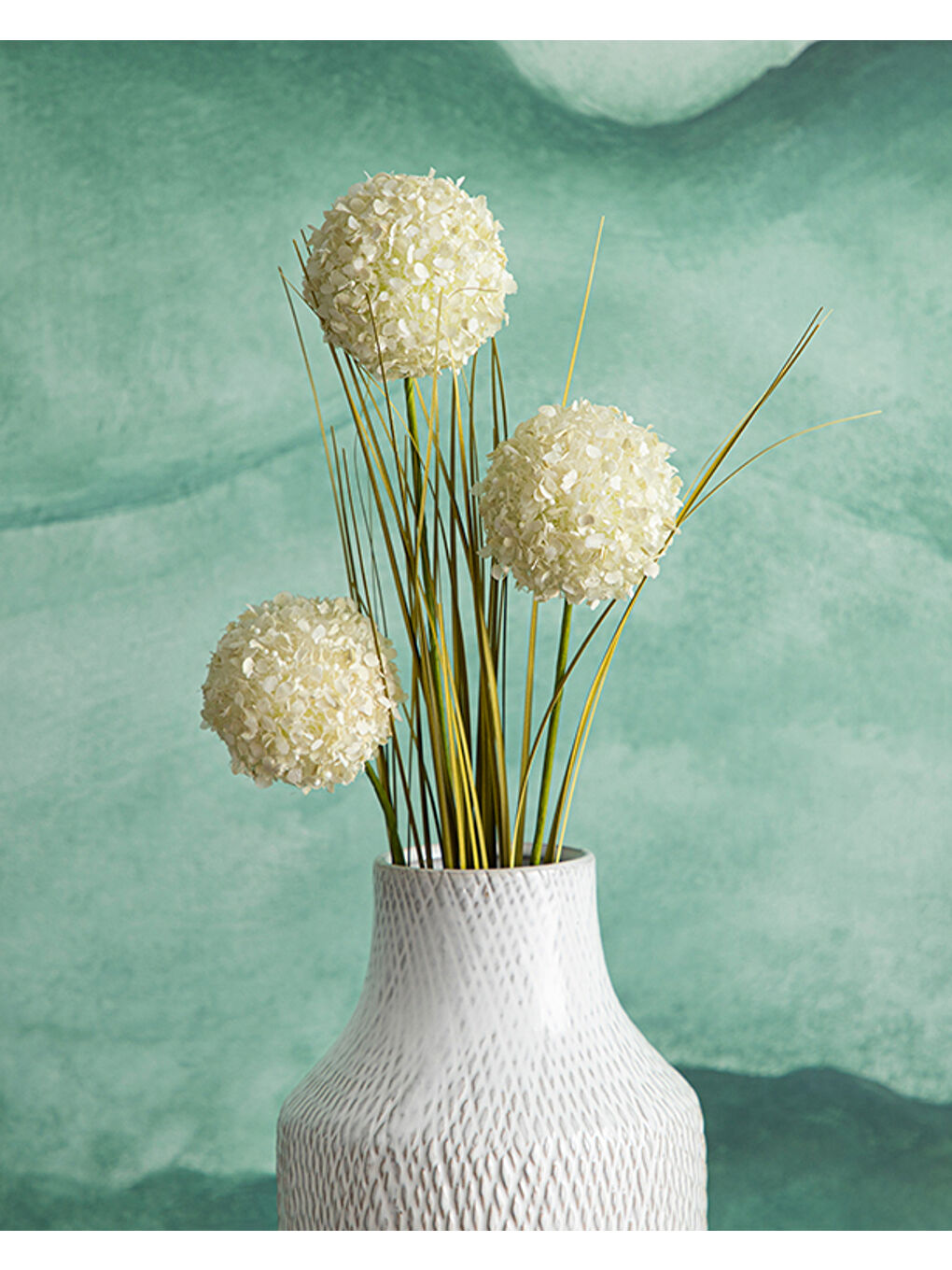 Ekru Grass Bush Tek Dal Yapay Çiçek Krem