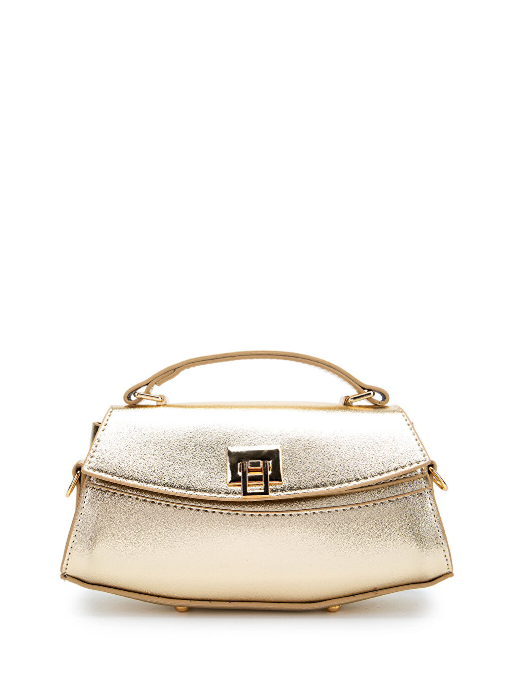 Sarı Kilit Detaylı Luvia Kadın Çapraz Çanta Gold