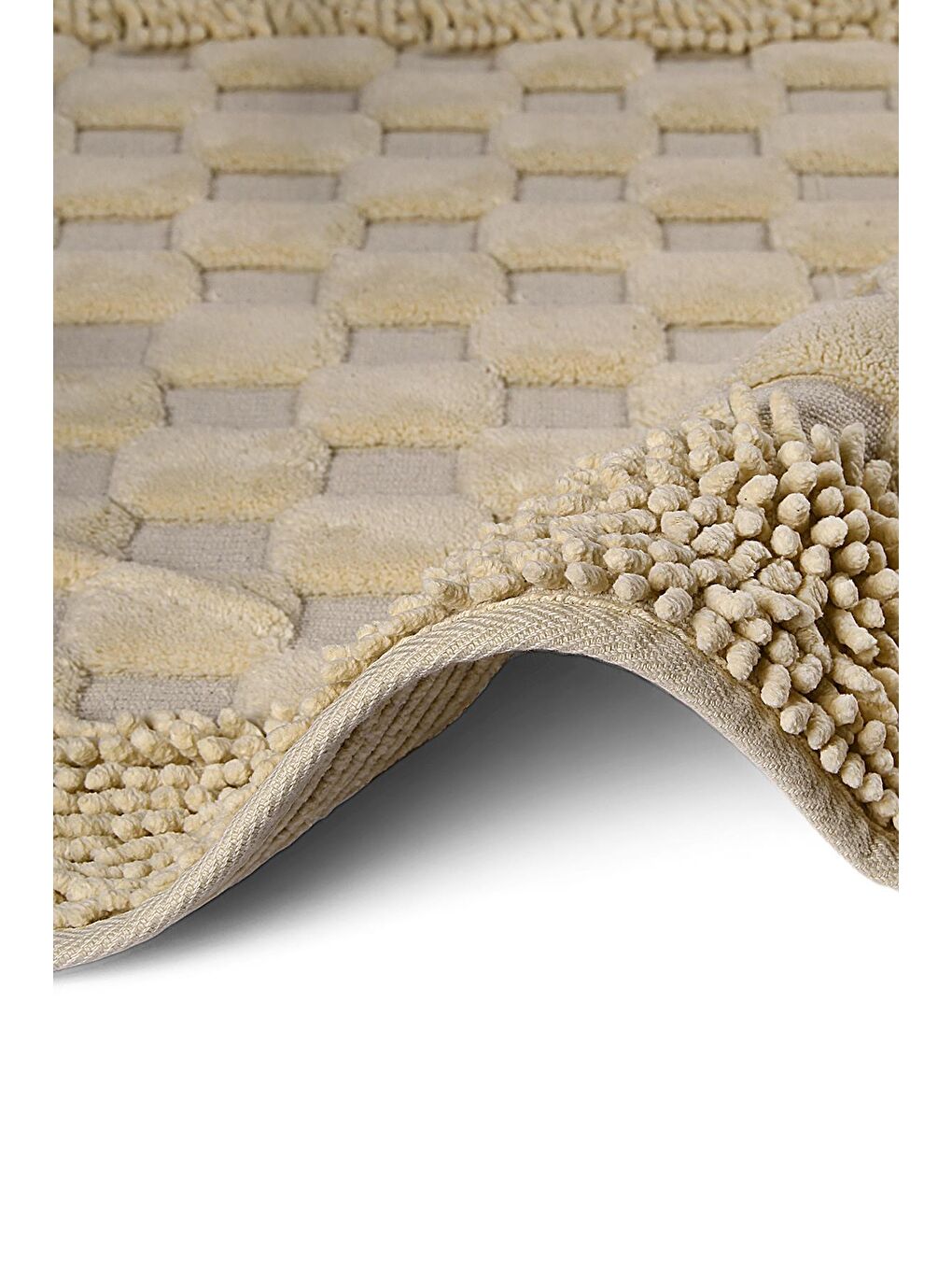 Ekru Bukle Puantiye Doğal Pamuklu 2'li Banyo Paspas Seti 60X100+50X60 CM - EKRU-1