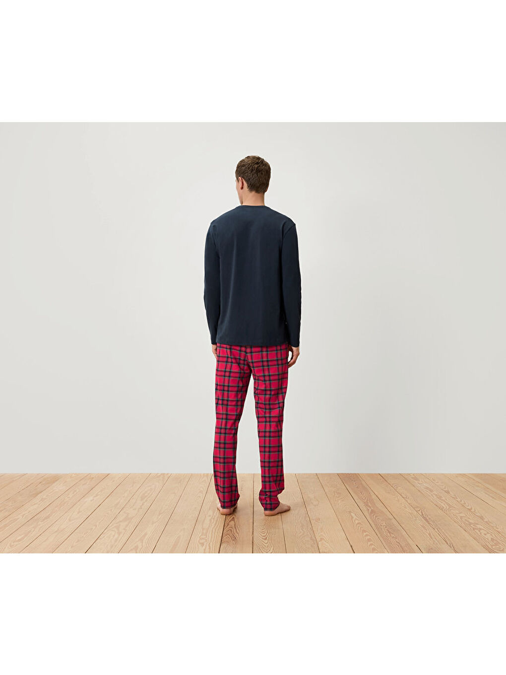 Erkek Pijama, Mavi/Kareli-1