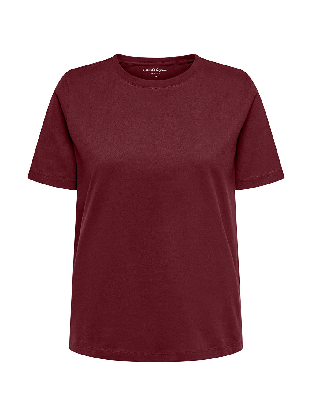 Bordo Onlfreja Pamuklu Regular Fit Yuvarlak Yaka Kadın T Shirt 15367970