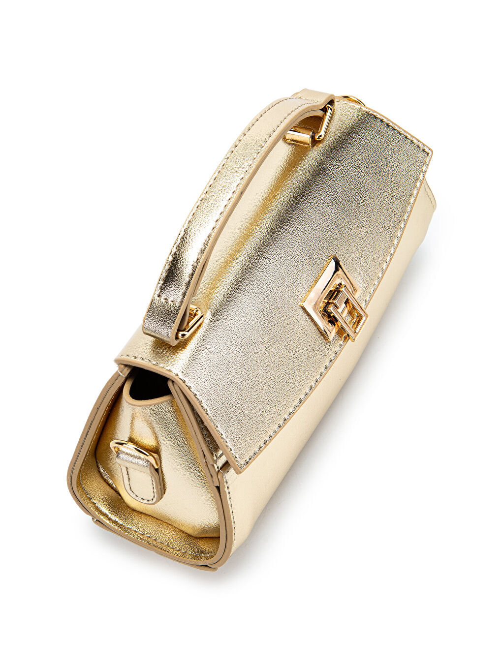 Sarı Kilit Detaylı Luvia Kadın Çapraz Çanta Gold-1