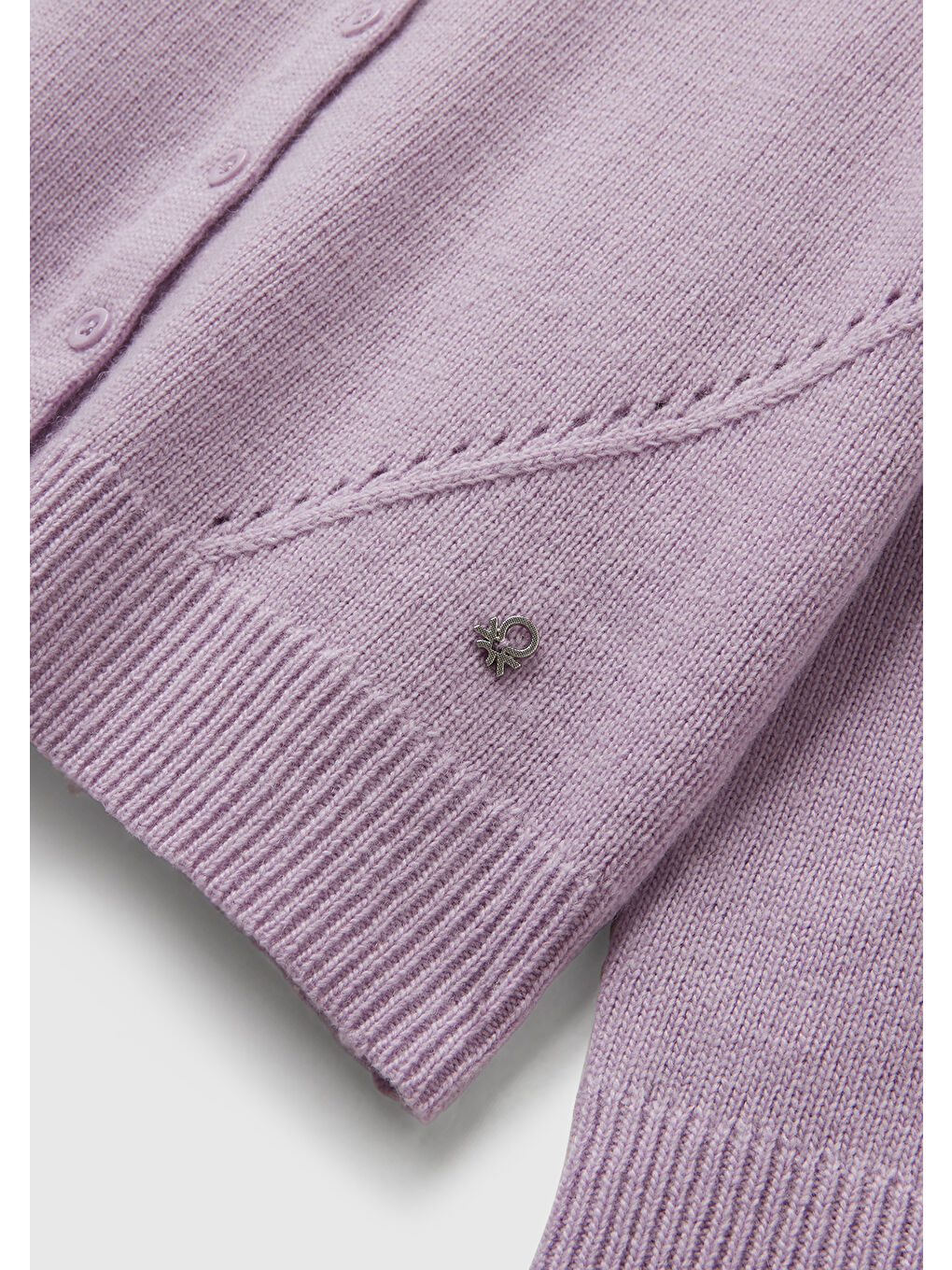 Kız Çocuk Lila Yün Karışımlı Logo Detaylı Nervürlü Hırka-2