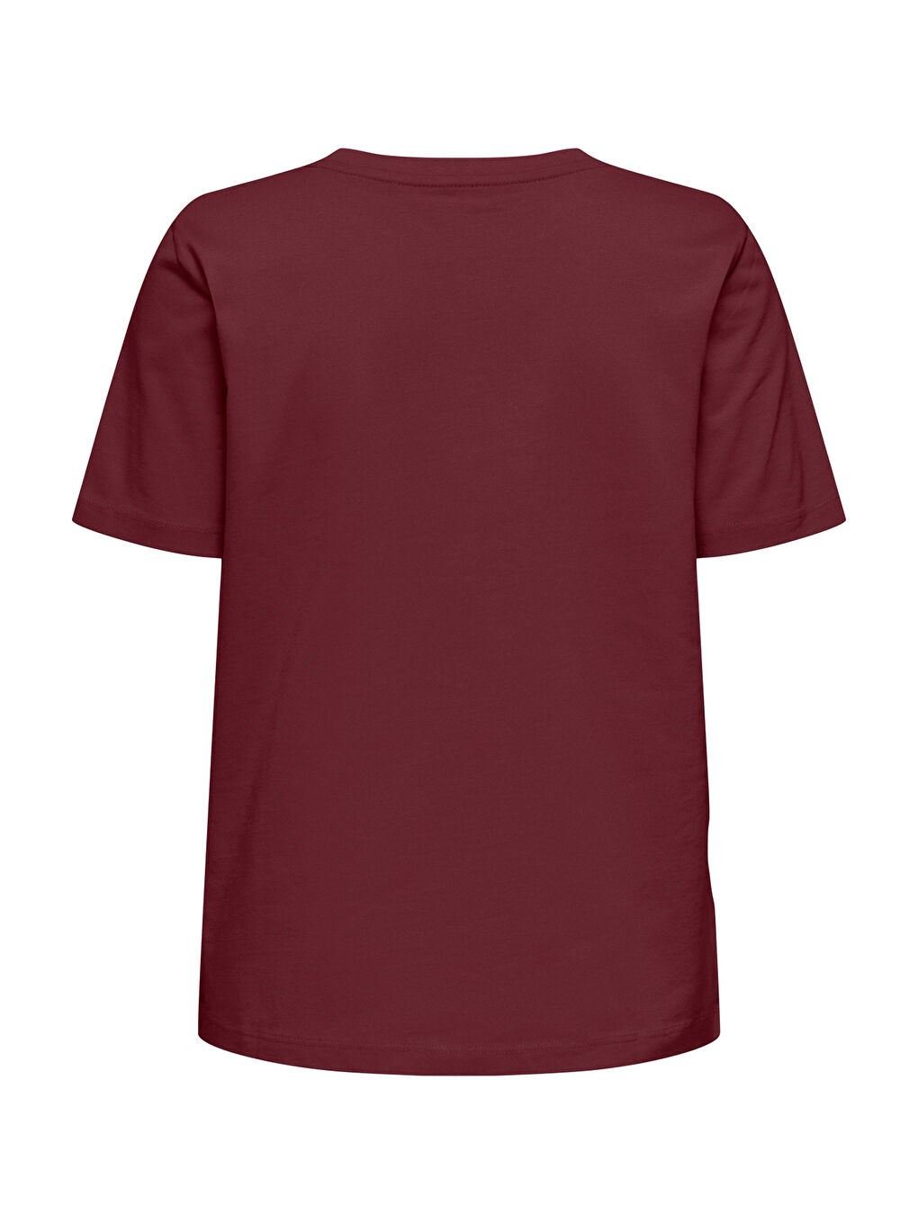 Bordo Onlfreja Pamuklu Regular Fit Yuvarlak Yaka Kadın T Shirt 15367970-1