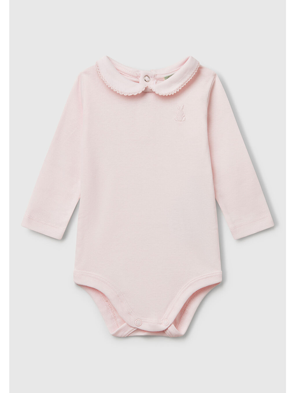 Bebek Pembe Önü Logo İşlemeli Çıtçıtlı Bebek Yaka Uzun Kollu Body