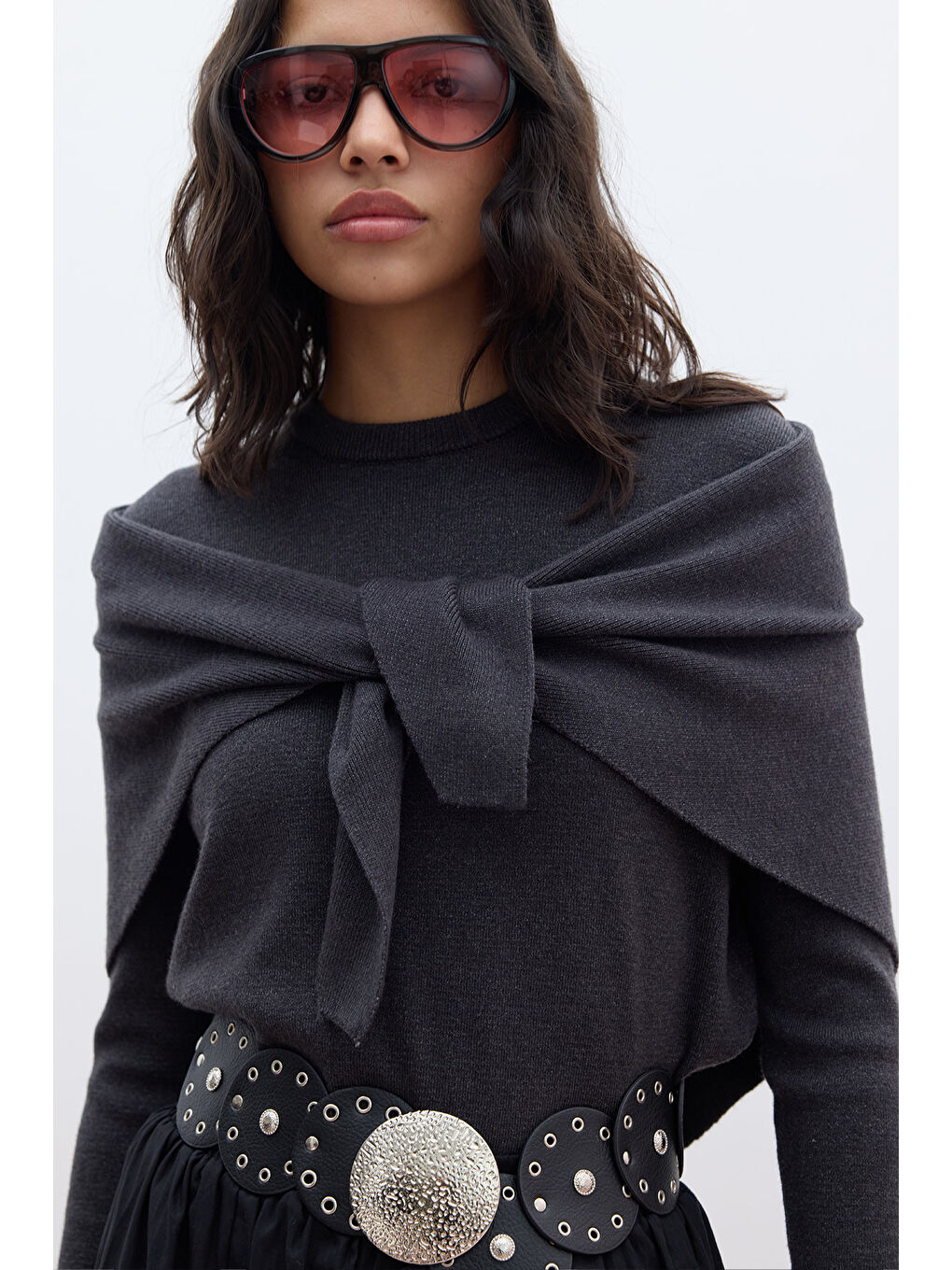 Yumuşak Dokulu Üçgen Atkı Antrasit