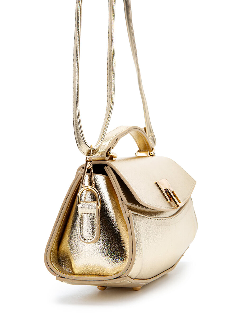 Sarı Kilit Detaylı Luvia Kadın Çapraz Çanta Gold-2