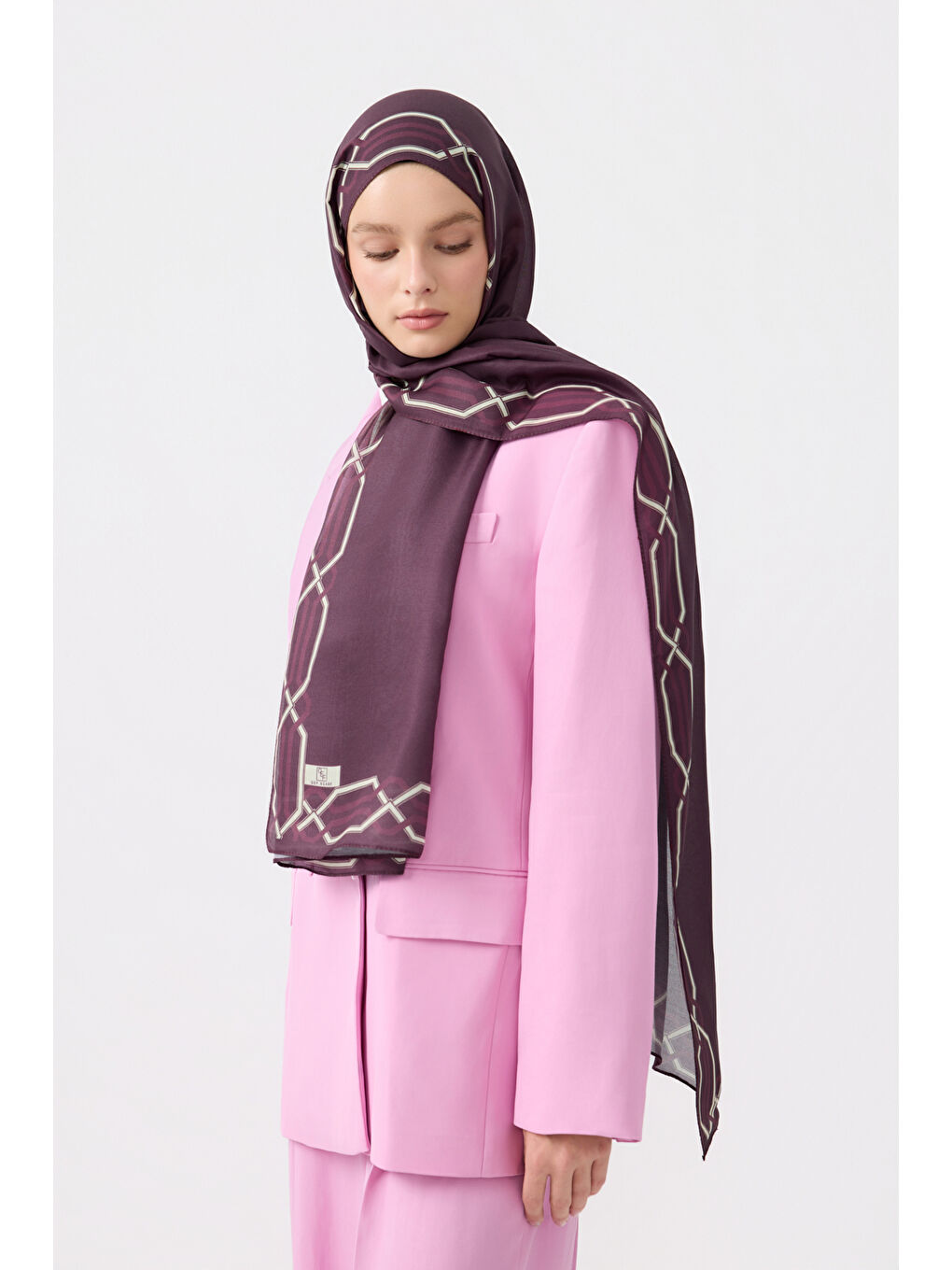 Pamuk Twill Şal İnterlock Mürdüm-1