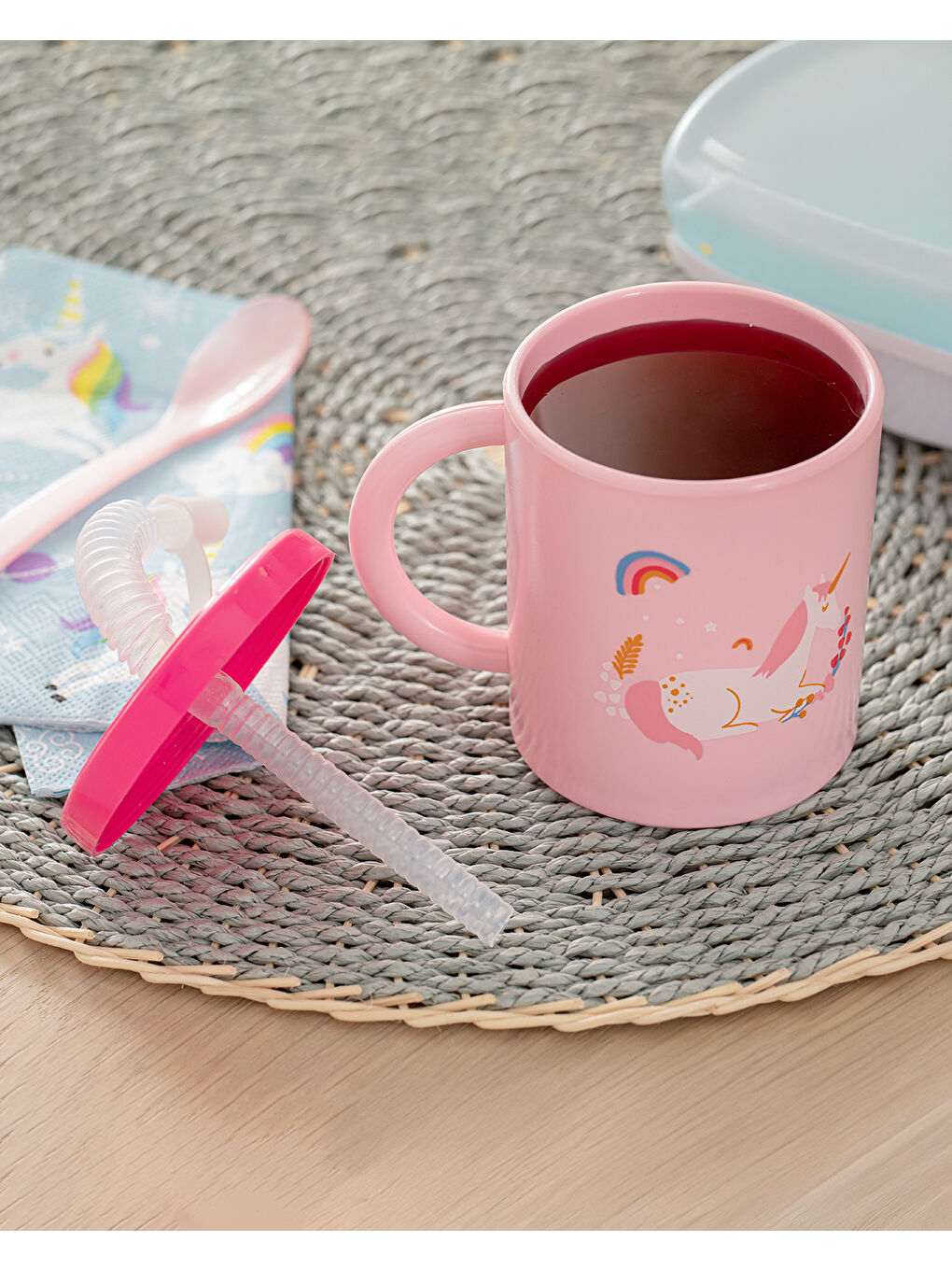 Little Plastik Pipetli Bardak Pembe-2