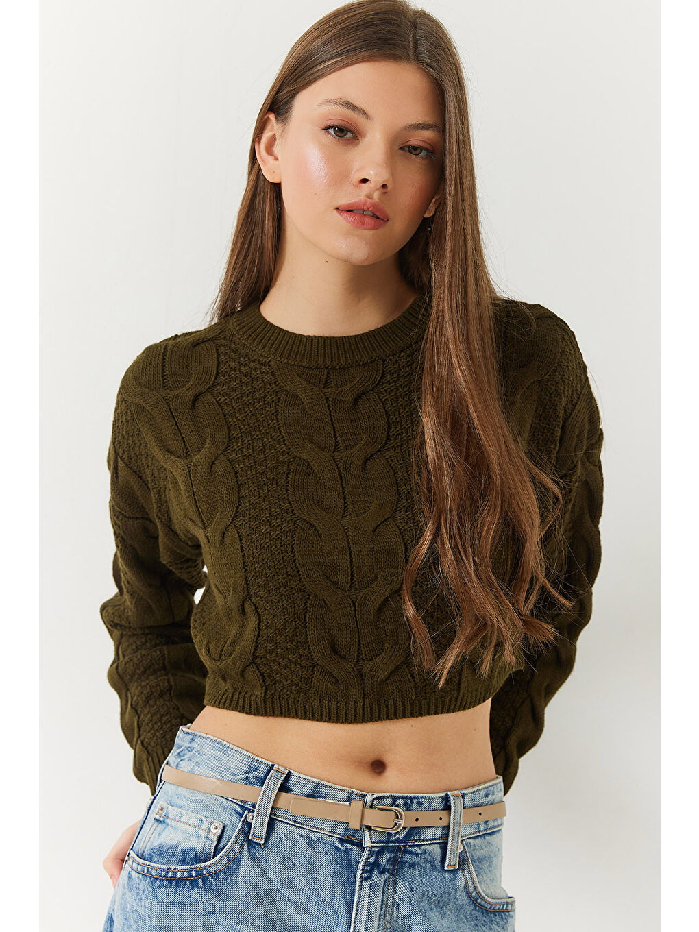 Haki Kadın Triko Kazak