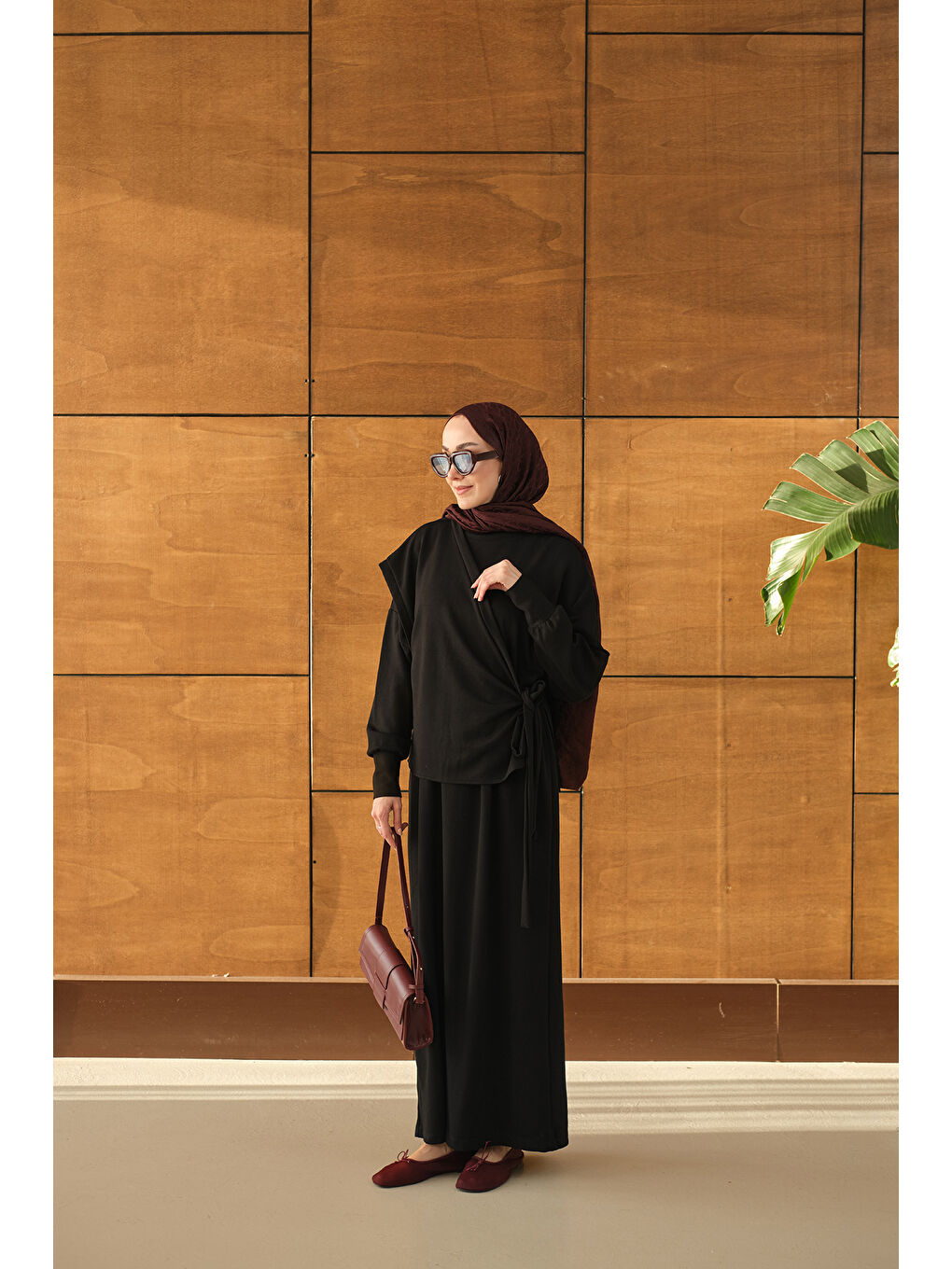 Kadın Parça Bağlamalı Elbise Siyah-1