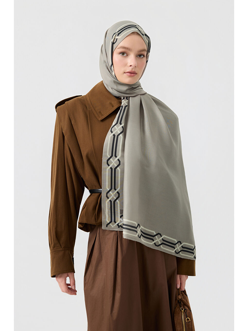 Bej Pamuk Twill Şal İnterlock Taş-1