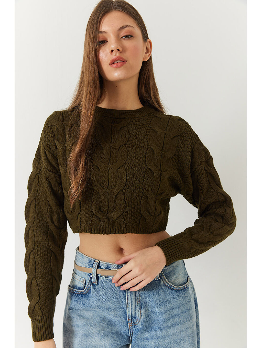 Haki Kadın Triko Kazak-2