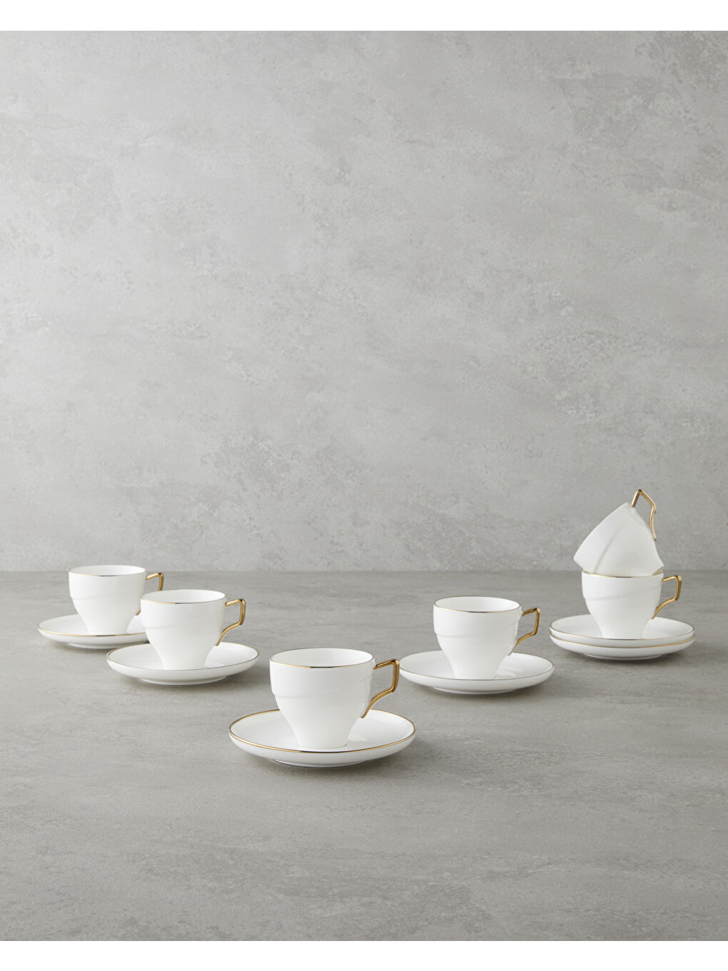 Sheen Porselen 12 Parça 6 Kişilik Kahve Fincan Takımı 90 ml Beyaz-Gold