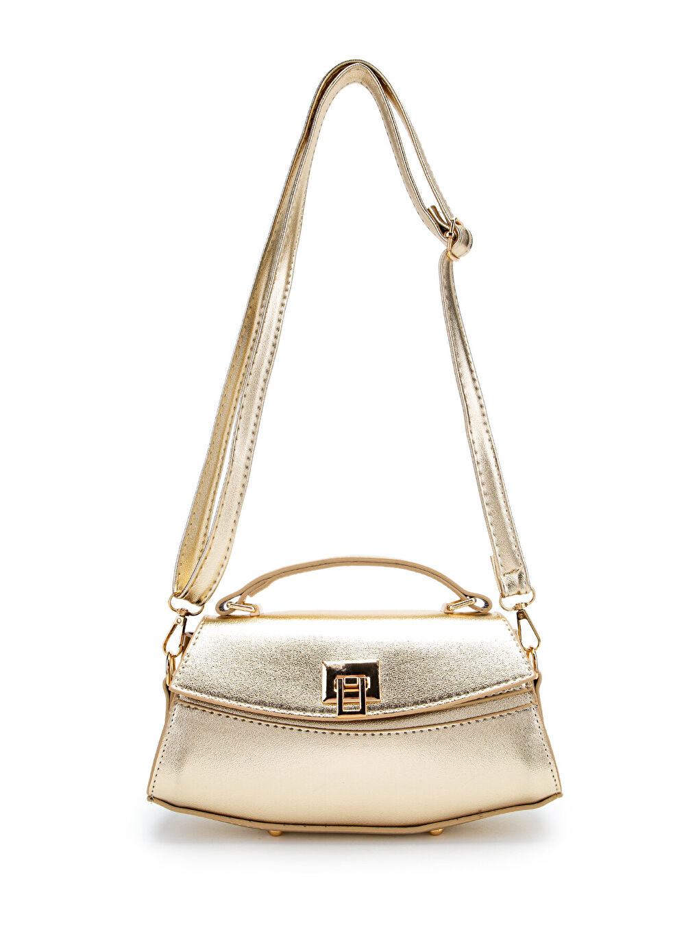 Sarı Kilit Detaylı Luvia Kadın Çapraz Çanta Gold-3