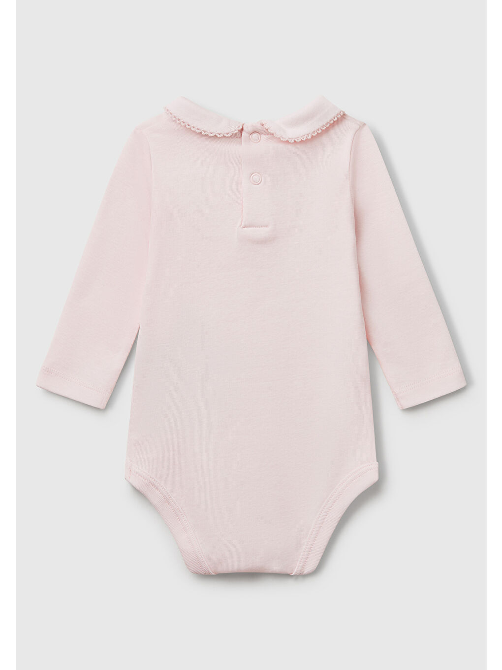 Bebek Pembe Önü Logo İşlemeli Çıtçıtlı Bebek Yaka Uzun Kollu Body-1