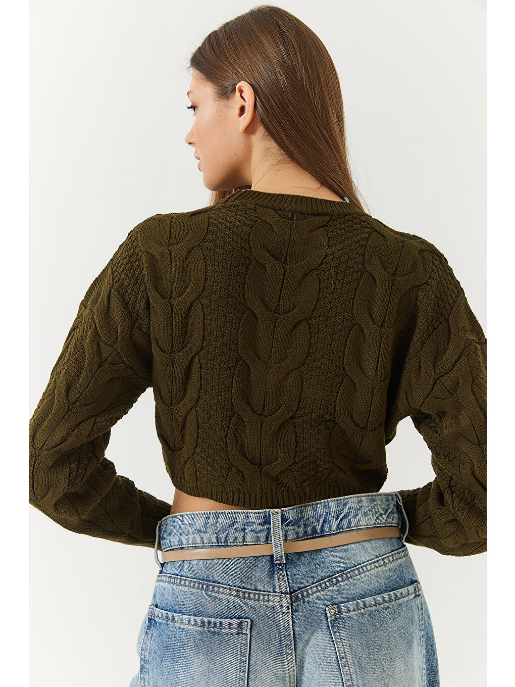 Haki Kadın Triko Kazak-4