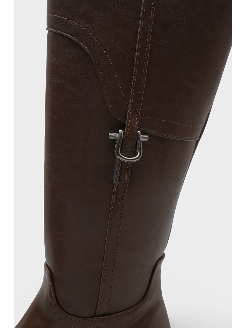 Kahverengi Tokalı Binici Fermuarlı Kadın Çizme-2