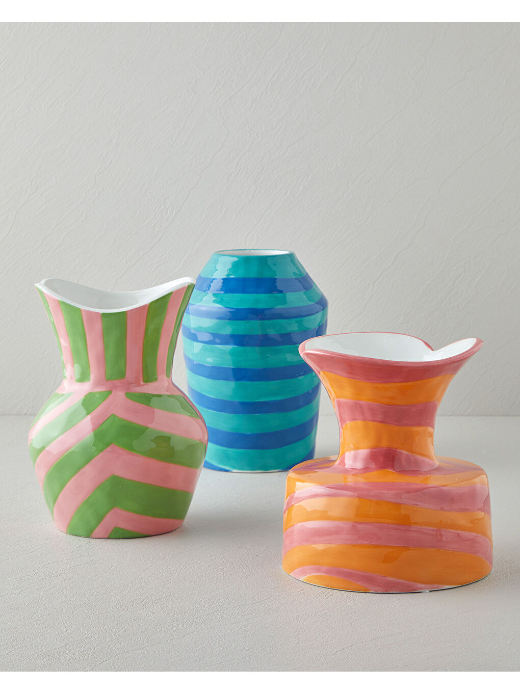 Alda Seramik Vazo 22 cm Yeşil-Bej-2