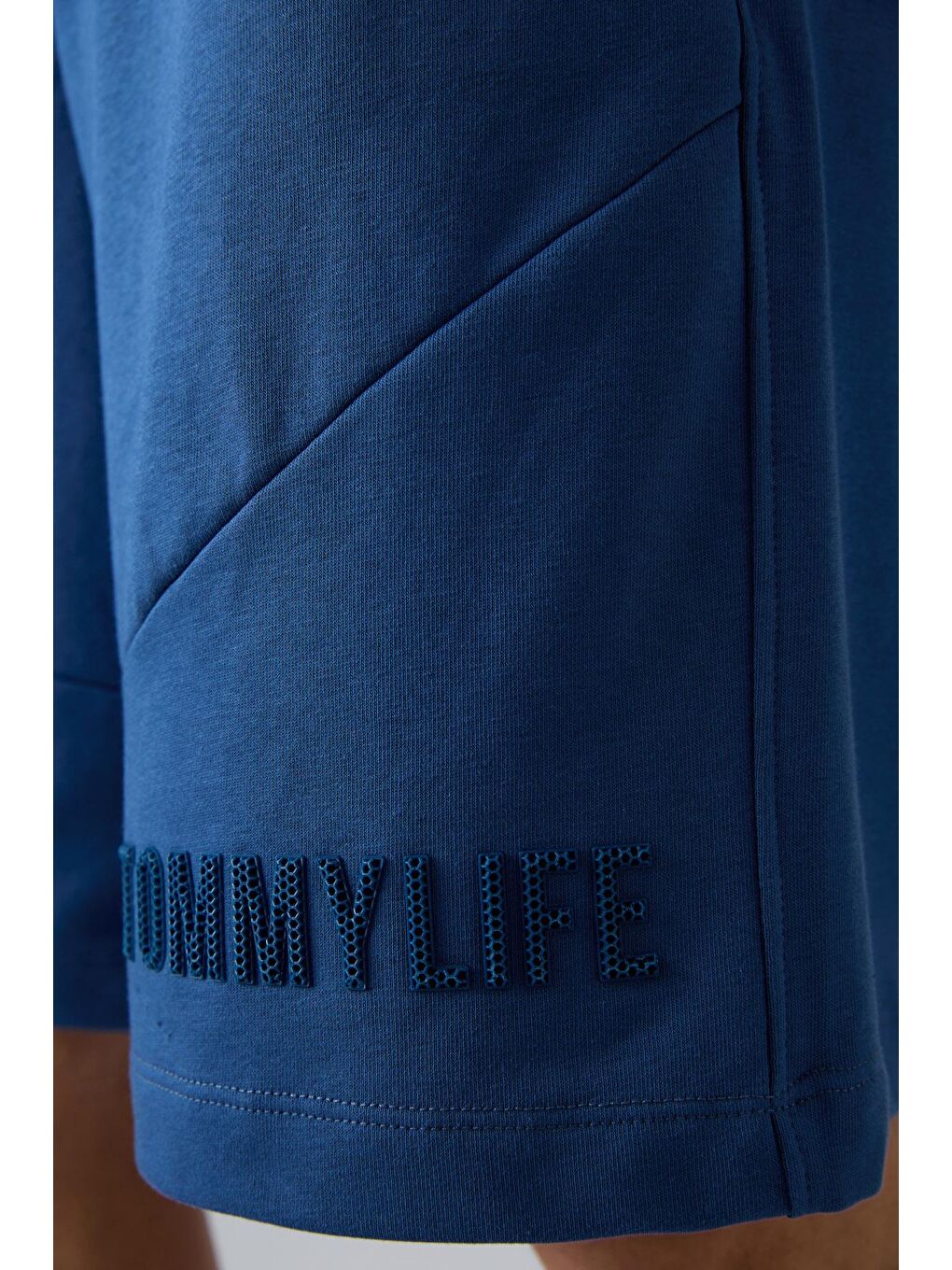 TOMMYLIFE Lacivert Pamuklu Kalın Yumuşak Dokulu Comfort Fit Baskılı Erkek Şort - 81262 - 3