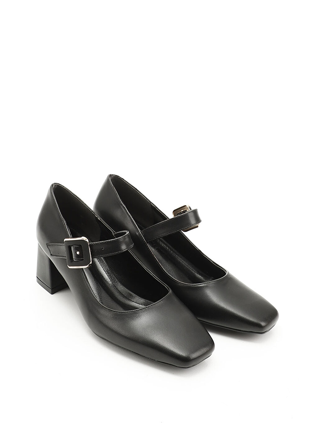 Mor Kadın ZÜMRÜT-SİYAH Küt Burun Kare Ökçe Ayakkabı