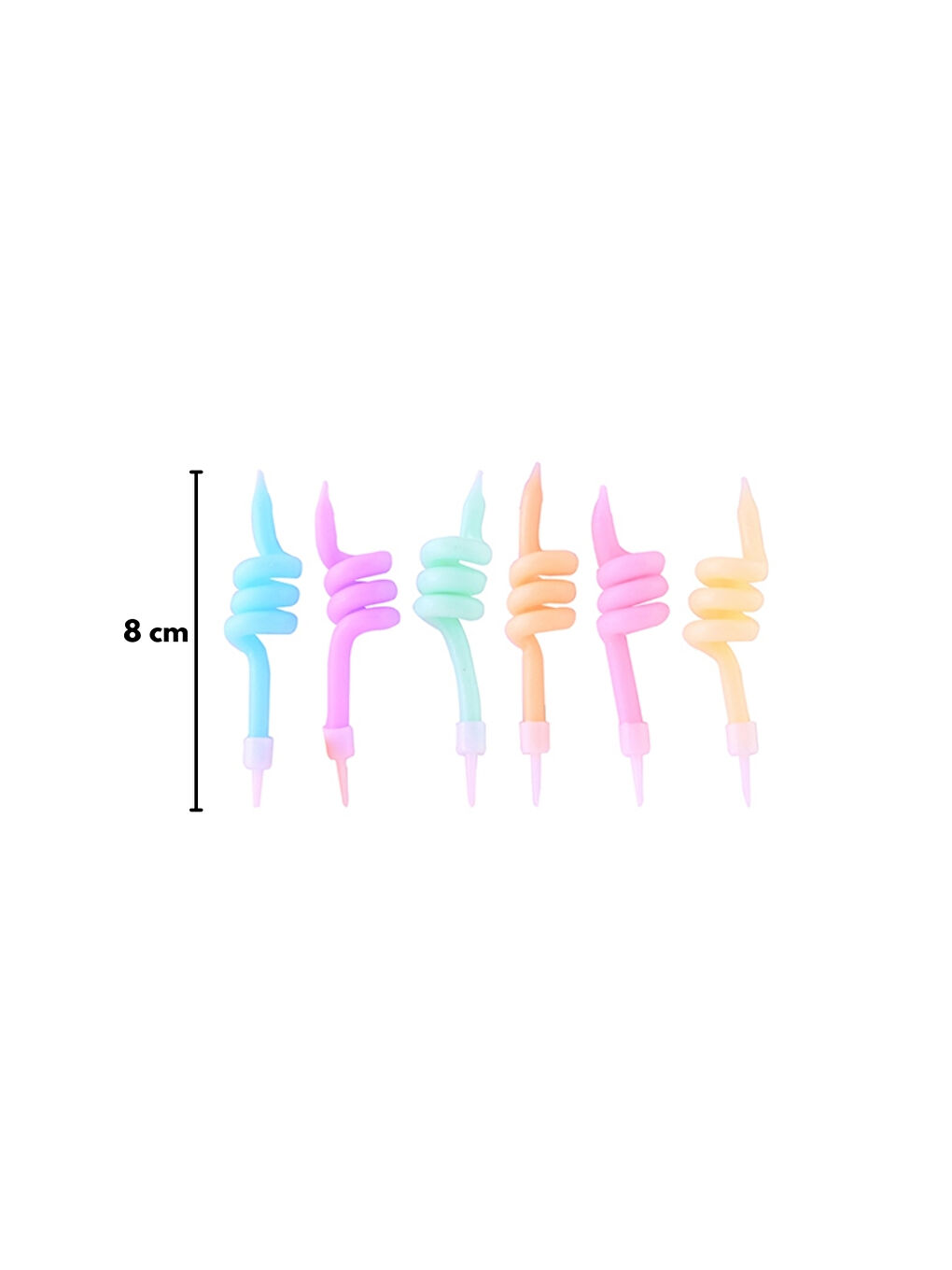 Karışık Çok Renkli 6'lı Burgulu Parti Mumu-3