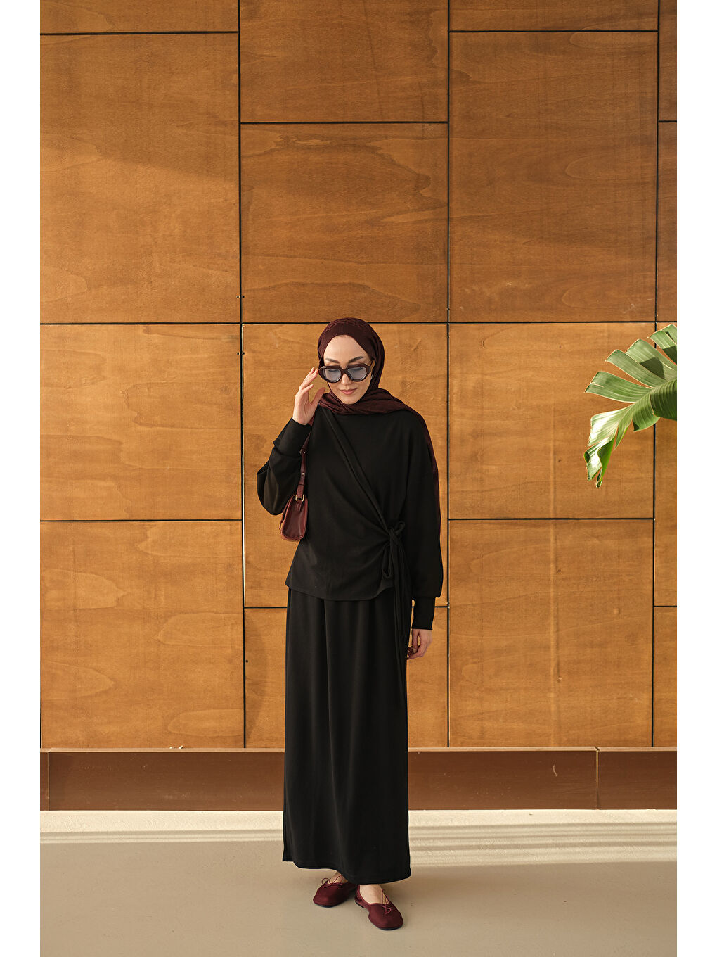 Kadın Parça Bağlamalı Elbise Siyah-4