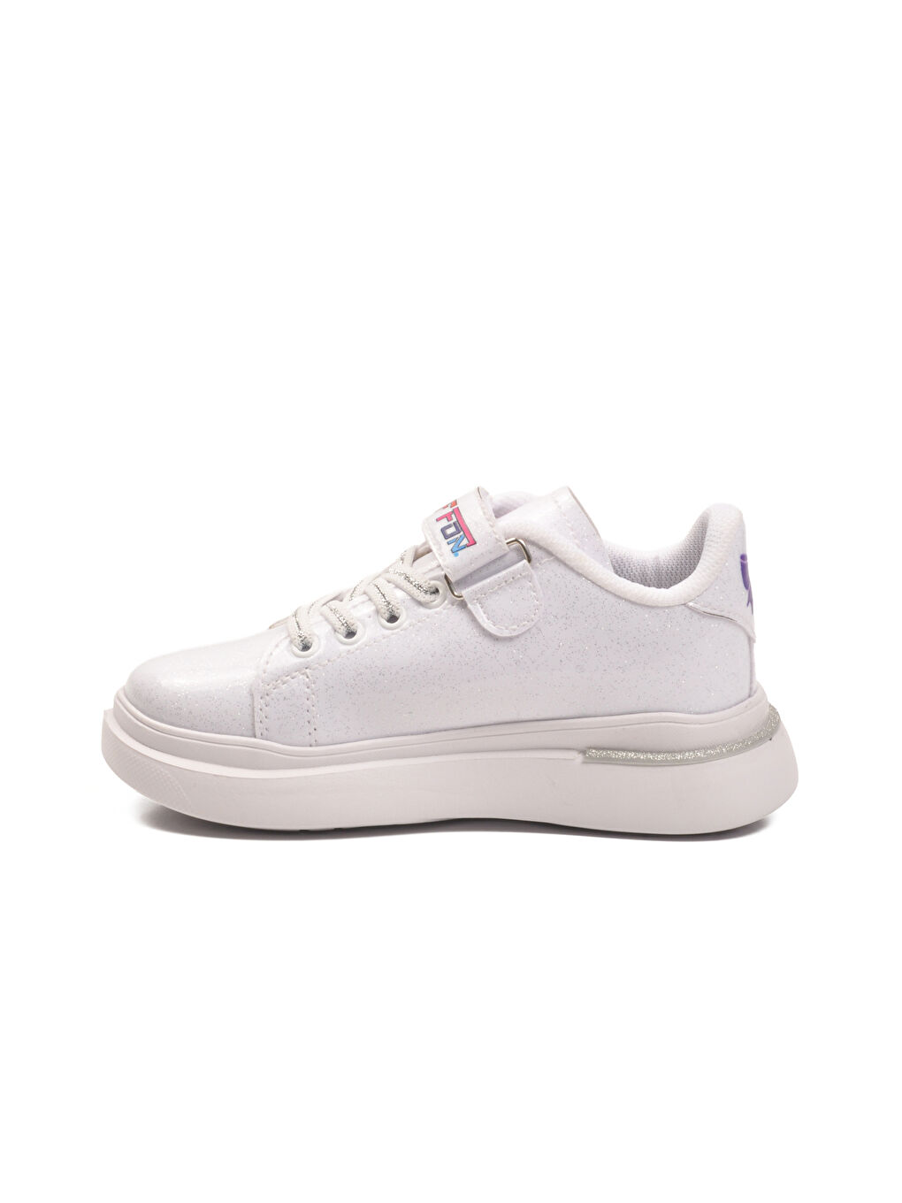 Beyaz Rugan Simli Cırtlı Hafif Esnek Kız Çocuk Spor Ayakkabı 2540-26K P-1