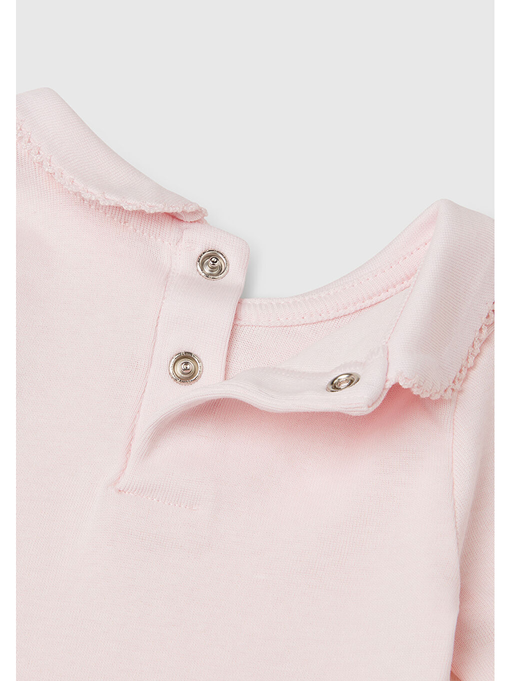 Bebek Pembe Önü Logo İşlemeli Çıtçıtlı Bebek Yaka Uzun Kollu Body-2