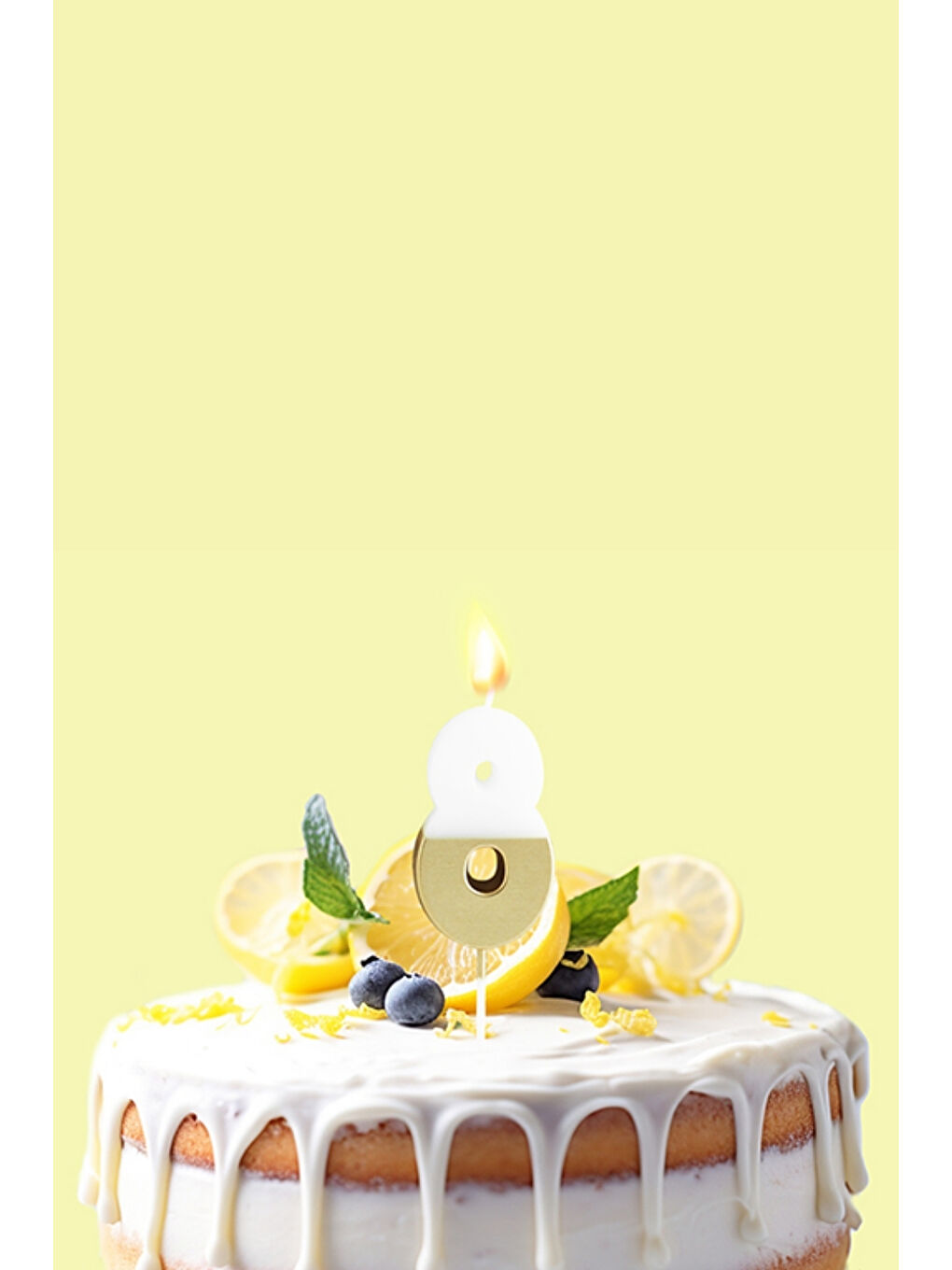 Sarı Altın Beyaz 8 Rakamı Parti Mumu