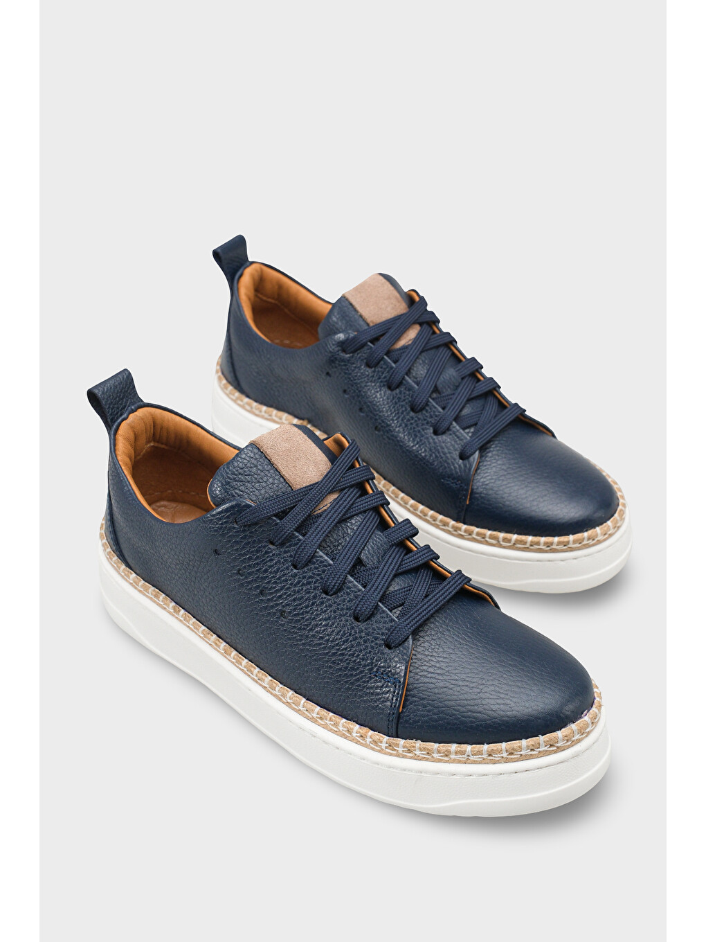 Lacivert Skippy Hakiki Der Süet Bağcıklı İçi Hakiki Deri Astarlı Erkek Günlük Sneaker Ayakkabı-1