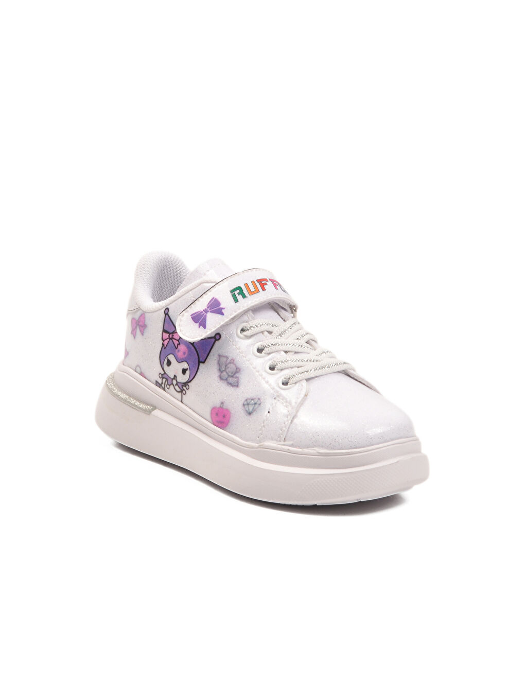 Beyaz Rugan Simli Cırtlı Hafif Esnek Kız Çocuk Spor Ayakkabı 2540-26K P-2