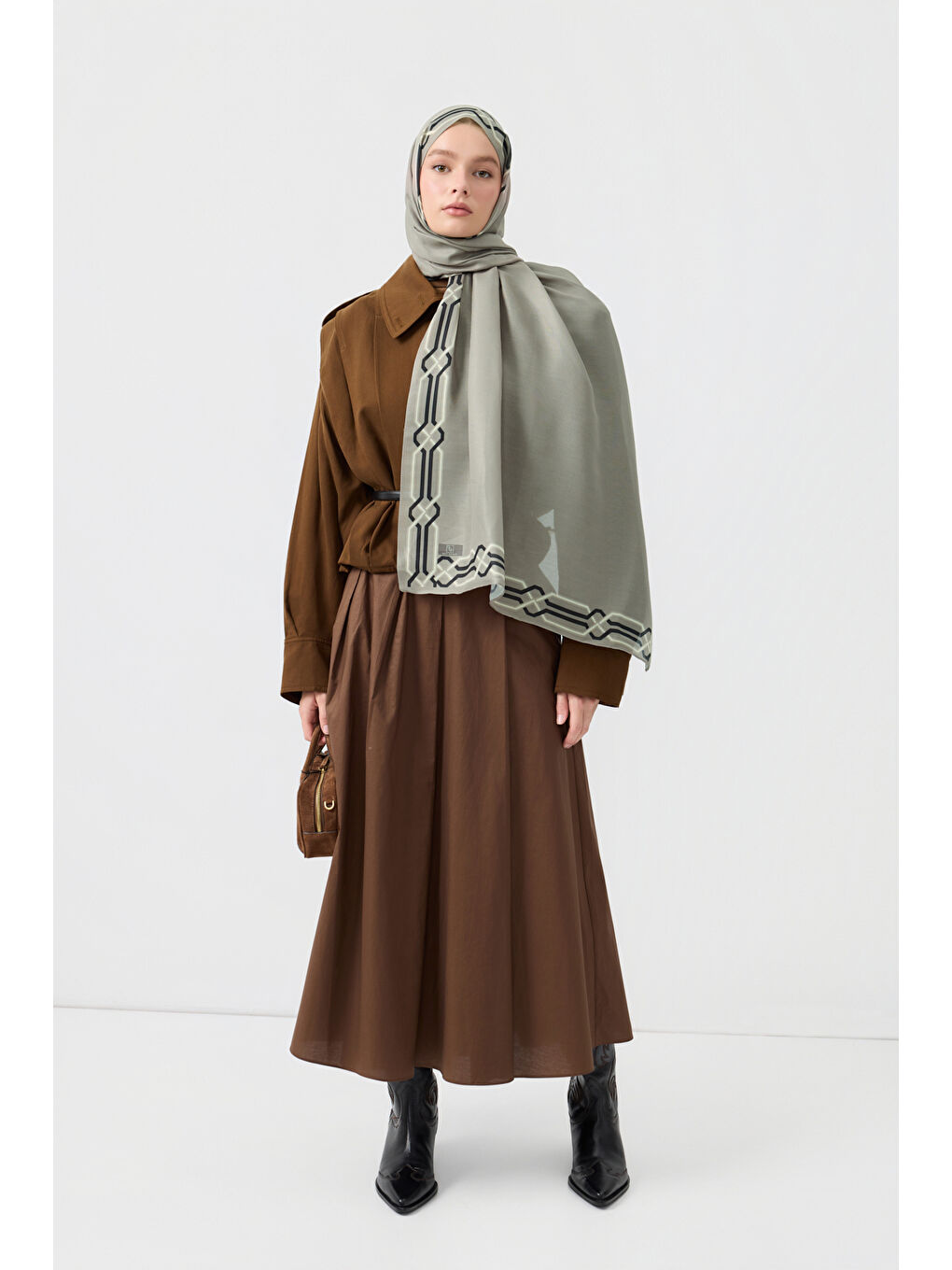 Bej Pamuk Twill Şal İnterlock Taş-3