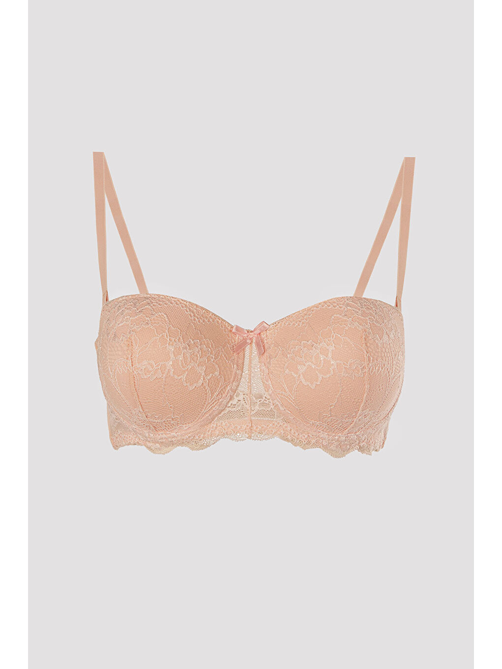 Pembe Somon Kaplı Dantelli Sütyen