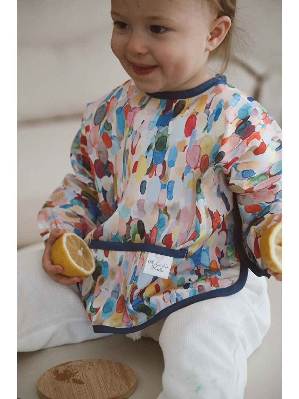 Renkli Uzun Kollu Sıvı Geçirmez Aktivite Önlük (6-36 Ay)