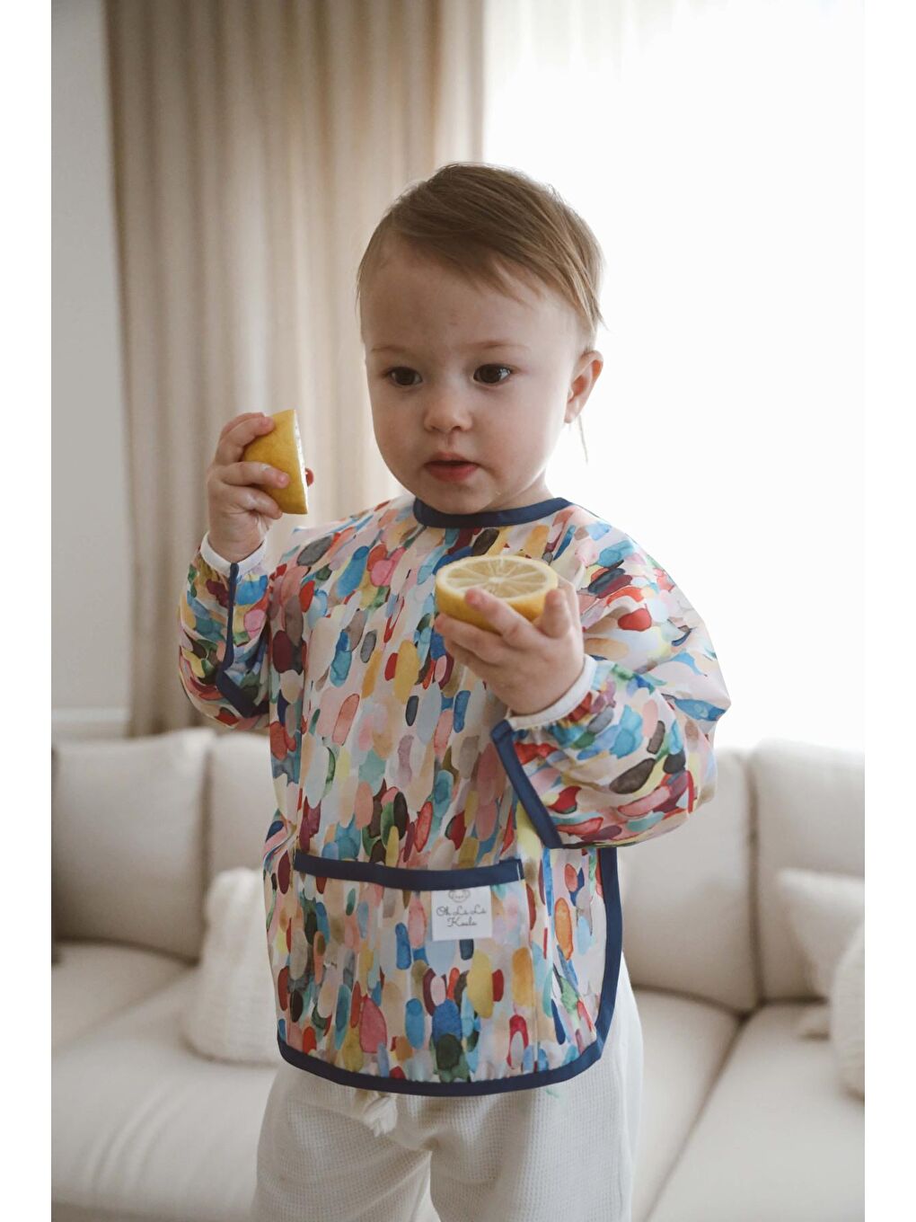 Renkli Uzun Kollu Sıvı Geçirmez Aktivite Önlük (6-36 Ay)-1