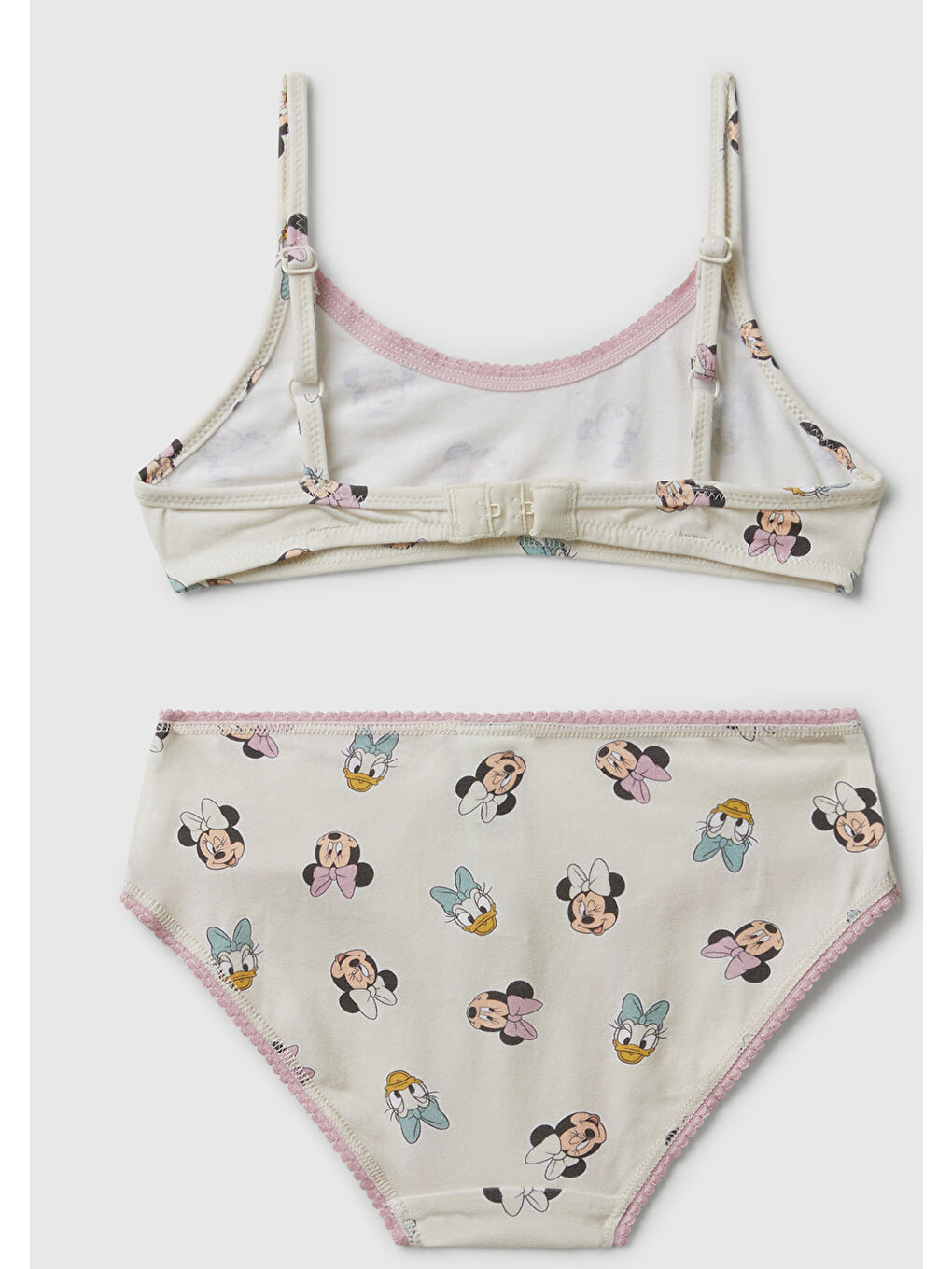 Kız Çocuk Ekru Desenli Ayarlanabilir Askılı Bikini Takımı-1