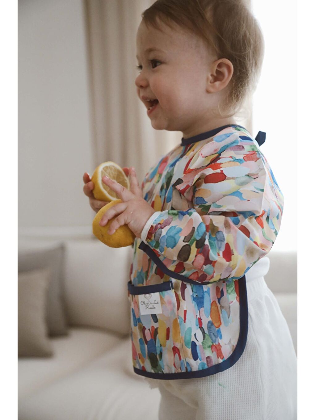 Renkli Uzun Kollu Sıvı Geçirmez Aktivite Önlük (6-36 Ay)-4