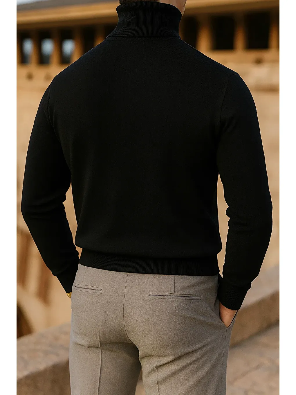 Siyah Erkek Trend Kışlık Boğazlı Bordo Triko Kazak-4