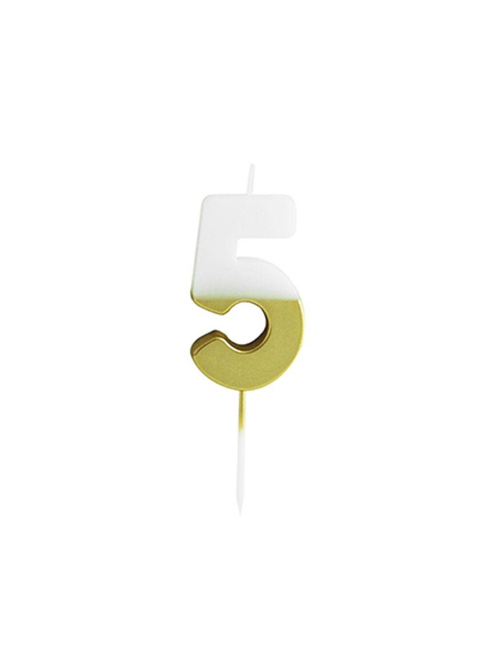 Sarı Altın Beyaz 5 Rakamı Parti Mumu-2