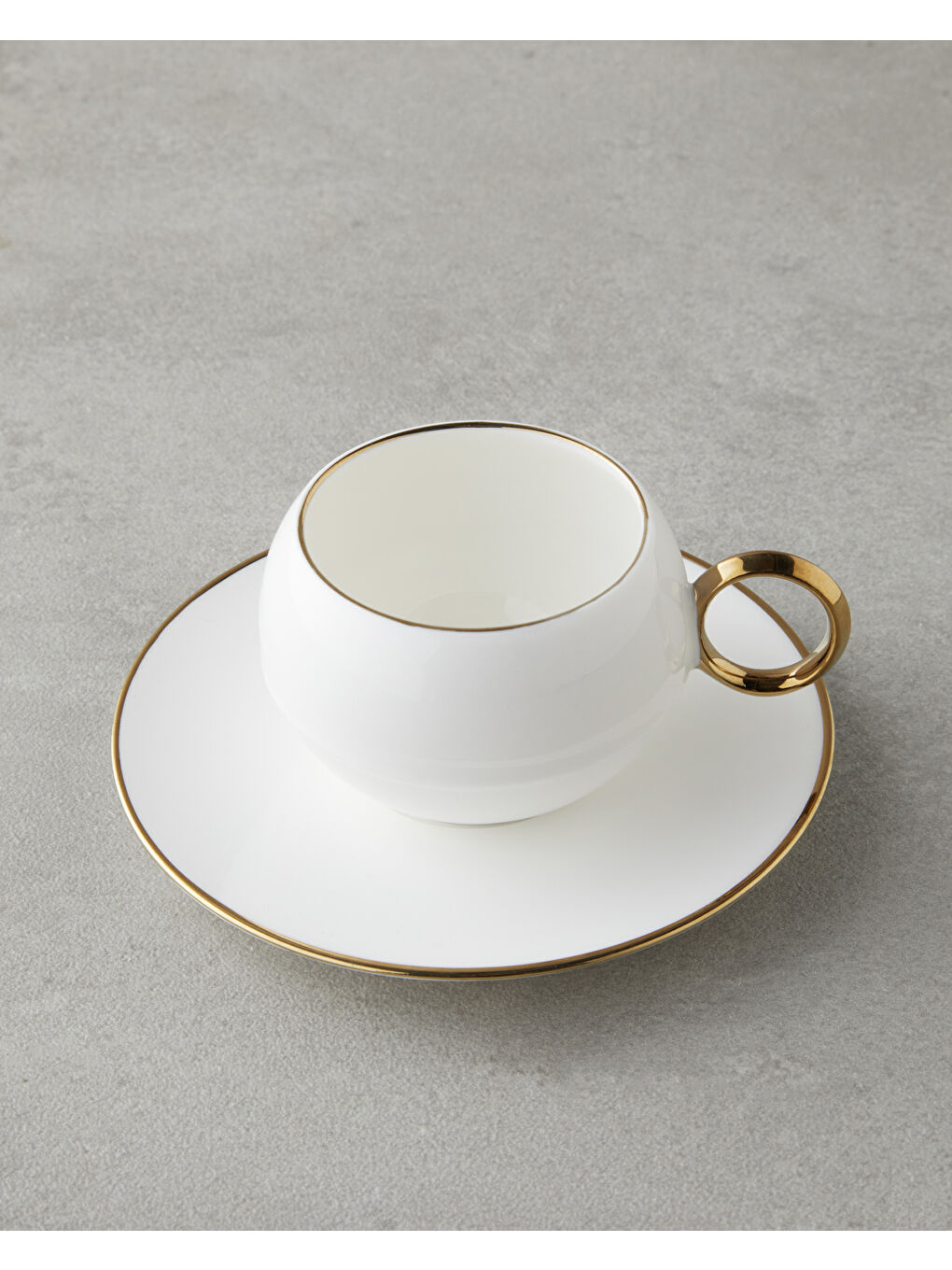 Moonlit Porselen 12 Parça 6 Kişilik Kahve Fincan Takımı 90 ml Beyaz-Gold-2