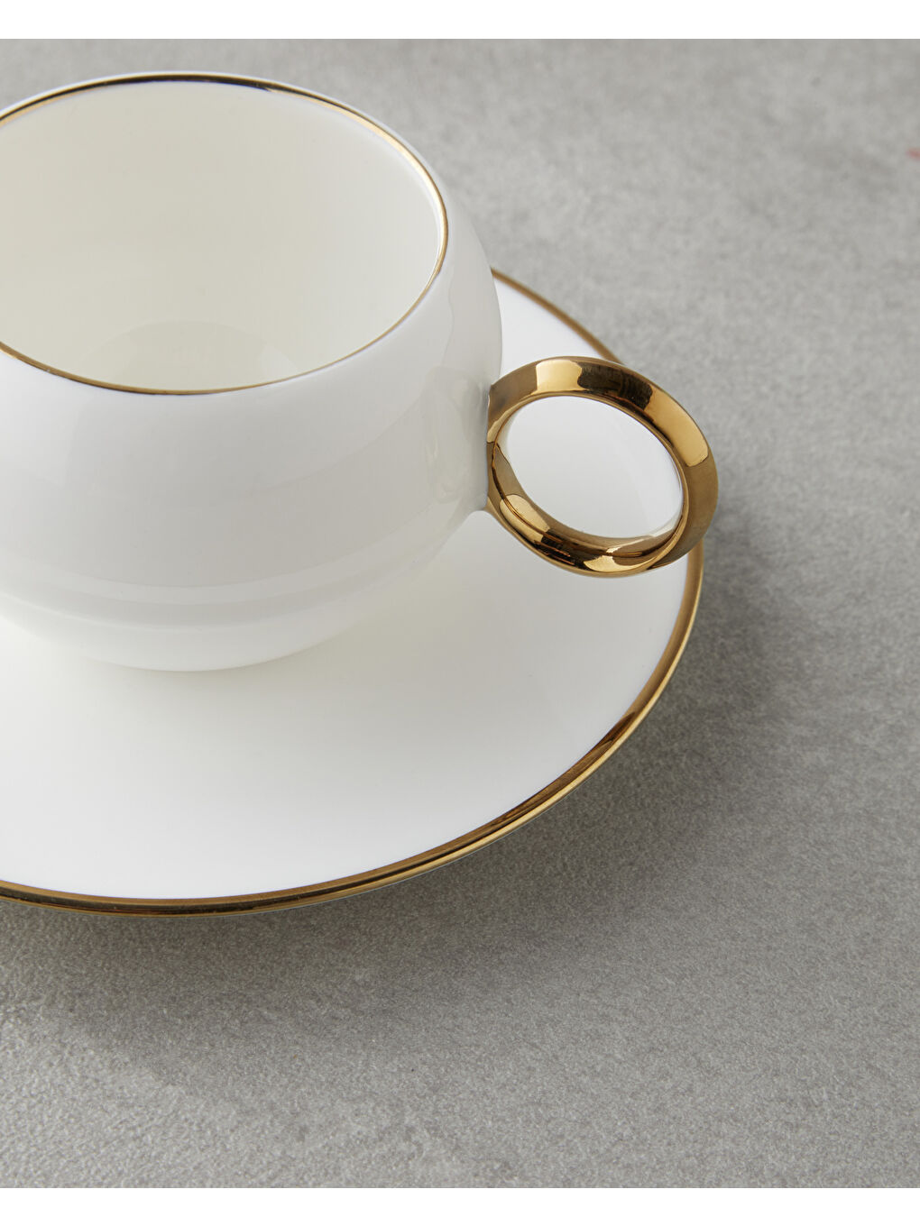 Moonlit Porselen 12 Parça 6 Kişilik Kahve Fincan Takımı 90 ml Beyaz-Gold-3