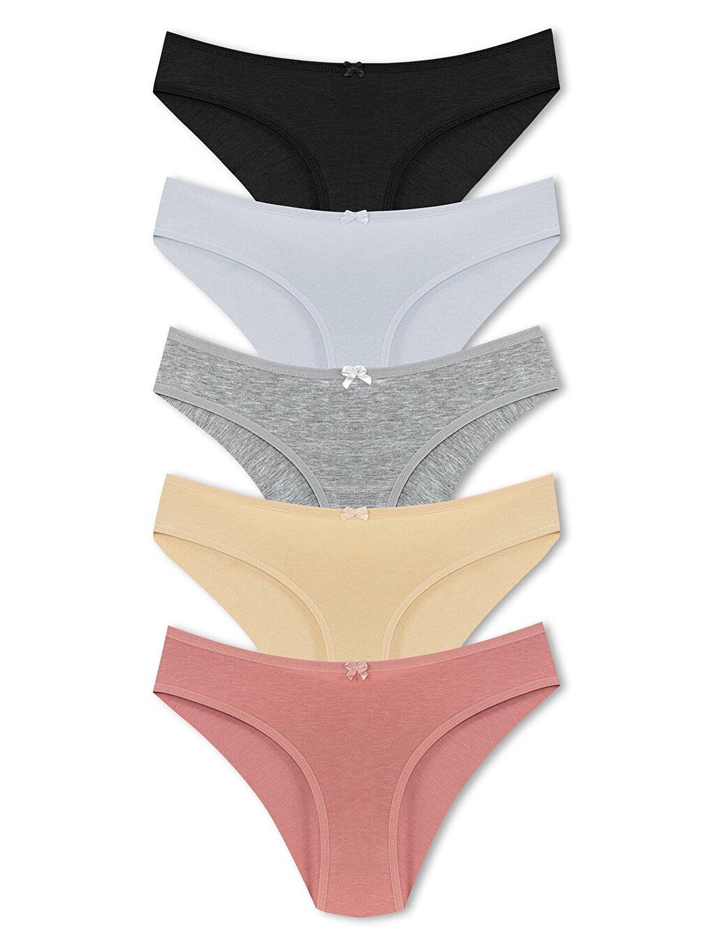 Siyah Pamuklu Arkası Çift Kat Slip Kadın Külot 5'li