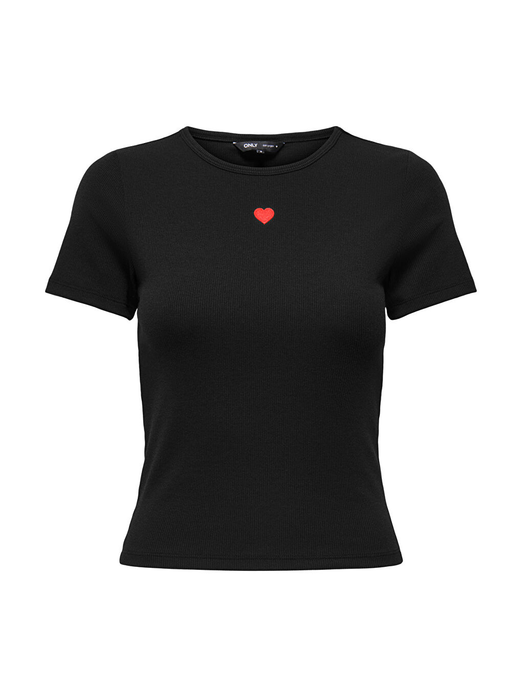 Siyah Onlelva Slim Fit Yuvarlak Yaka Kadın T Shirt 15342939-2